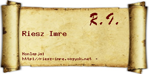 Riesz Imre névjegykártya